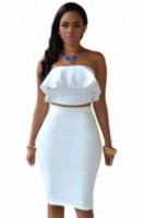 White Ruffle Two-piece Skirt Set 